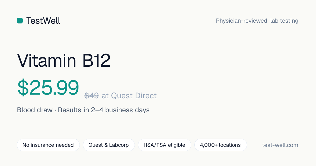 vitamin b12 injections pay hsa — $25.99 at TestWell Vitamin